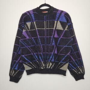 Vintage Youth Crewneck Knit Sweater High Sierra XL Abstract Art Grandpa